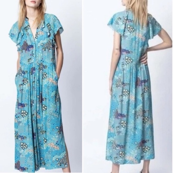 Zadig & Voltaire Ruskie Glam Rock Floral Maxi Dress size S - Picture 4 of 9